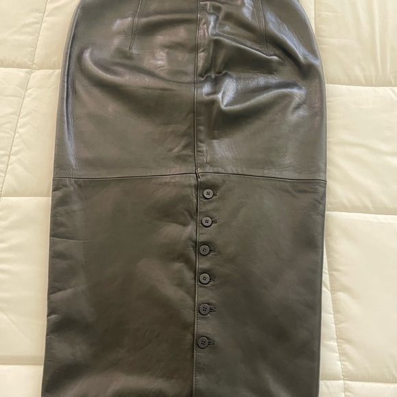 Maxima For Tannery West Leather Black Elegant Long Pencil Leather Skirt - Picture 6 of 10